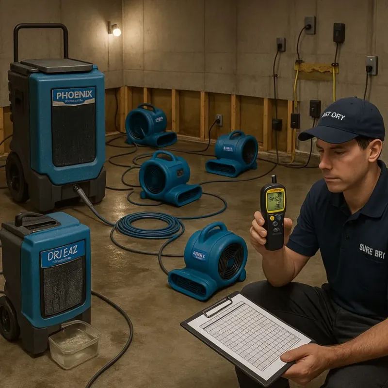 Structural Drying and Dehumidification process in Cutchogue, NY